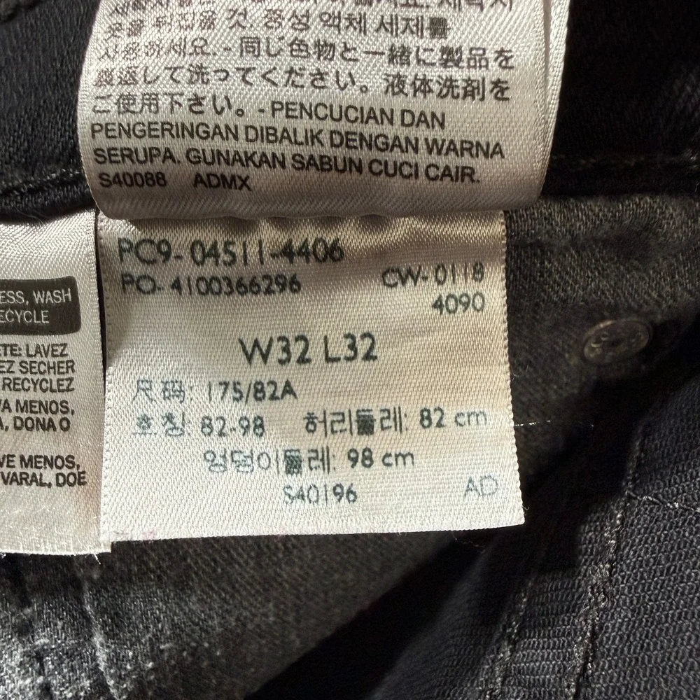 Levis 511 Jeans Mens 32x32 Black Slim Fit Stretch Denim Goth‎ Biker Punk
